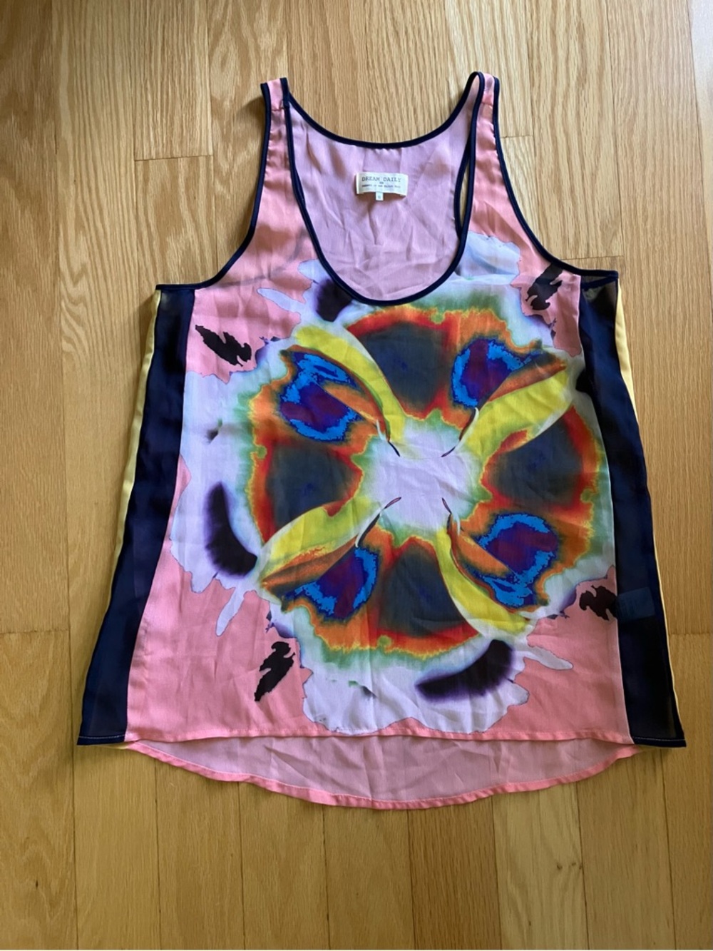 Anthropologie Dream Daily brand Pink Multicolor Floral Sheer Tank